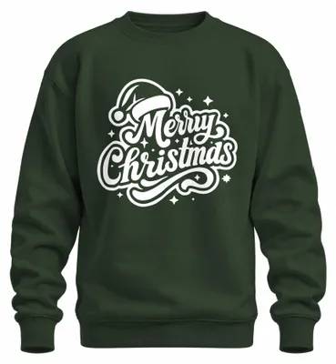Produktbild von Merry Christmas Santa Hat Sterne Weihnachten Weihnachtsmann Sweatshirt Pullover, Flaschengrün, L