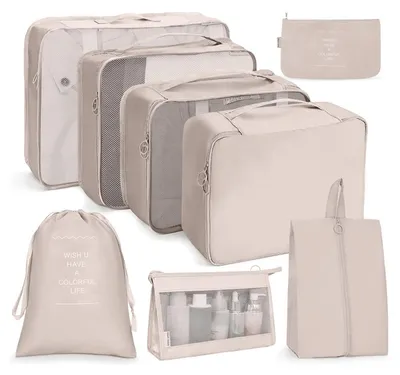 Produktbild von Set mit 8 wasserdichten Packbeuteln für Reiseorganisation