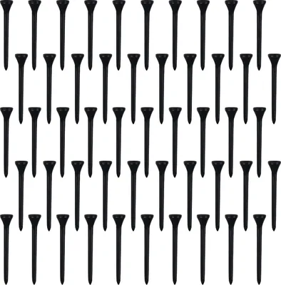 Produktbild von 50er-Pack professionelle Golf-Tees aus Kunststoff, schwarz, hohe Golf-Tees, Großpackung, reduziert Seitendrehung und Reibung, Golf-Zubehör