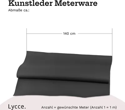 Produktbild von Lycce Kunstleder Meterware soft | 68.000 Scheuertouren | 1 lfm x 1,40 m breiter Polsterstoff für versch. DIY Projekte, als Möbelstoff & zur Reparatur | hohe Lichtechtheit | 430 g / m² | versch. Farben, Farbe:dunkelgrau