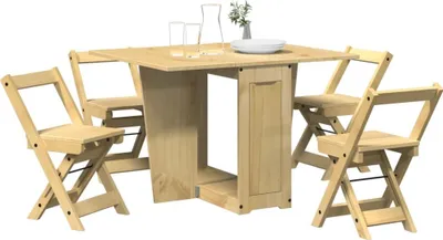 Immagine prodotto di Maison Exclusive - Set da pranzo Butterfly da 5 pezzi, , legno di pino marrone cerato