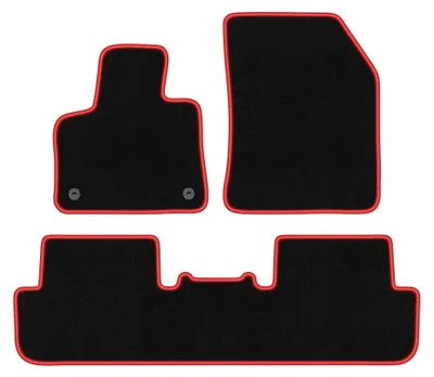 Image de Tapis de sol en moquette pour DS. 7 Crossback 2017- (crossover) – jeu 4 pièces, noir/rouge, sur mesure – Wielganizator CARLUX