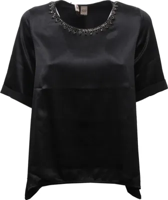 Produktbild von C0112 JIJIL schwarz glänzendes Strass-T-Shirt Frau