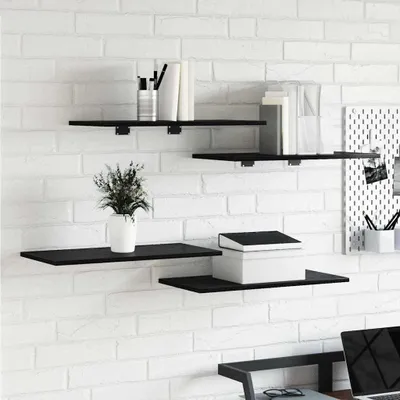 Zdjęcie produktu dla Maison Exclusive - Półka 4 szt. Czarna 60 x 30 x 1,5 cm Materiał drewnopochodny