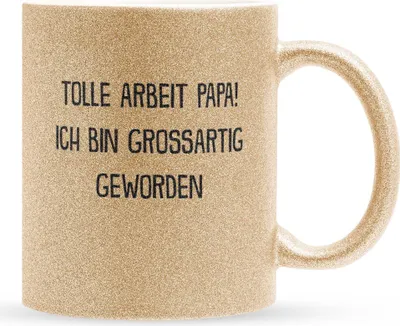 Produktbild von 22Feels Glitzertasse Gold Papa Geschenk Vatertag Vater Geburtstag Kaffeetasse Männer Weihnachten Haferl Geschenkidee Bürotasse