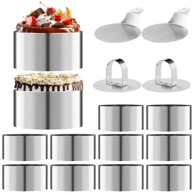 16-teiliges Edelstahl-Dessertform-Set mit 12 Tortenringen 8 cm