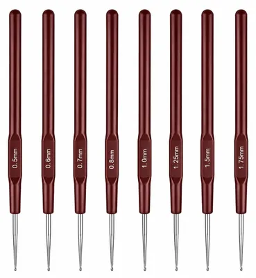Häkelnadel-Set, 8 Stück, Metall, 0,5–1,75 mm, ergonomisch