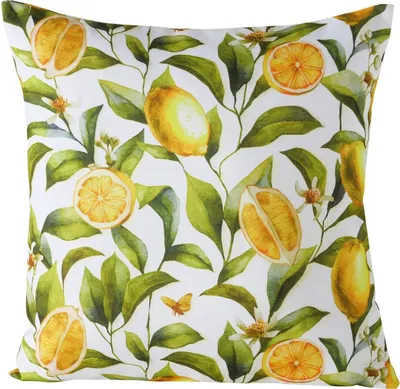 Produktbild von Kissen - Weiß - Gelb - Grün - 45 x 45 cm - Polyester - Zitronenmotive