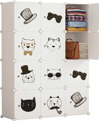 Immagine prodotto di Armadio modulare per bambini, dimensioni XXL, con 12 scomparti, design a tema fiabesco, ideale per vestiti e giocattoli