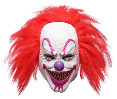 Produktbild von Horror Clown Maske mit roten Haaren - Latex Vollkopfmaske für Halloween