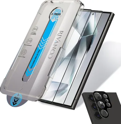 Zdjęcie produktu dla 2-pak Samsung Galaxy S24 Ultra Szkło ochronne na ekran & 1-pak ochrona obiektywu - Szkło hartowane | [Automatyczna instalacja] - Bez bąbelków