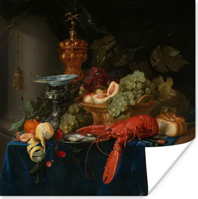 Produktbild von MuchoWow® Poster Stilleben mit einem goldenen Kelch - Gemälde - Alte Meister 100x100 cm - Babyzimmer