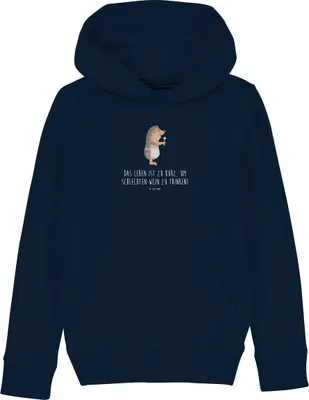 Produktbild von Mr. & Mrs. Panda Kinderpullover Igel Wein 5-6 Jahre (110/116) - French Navy - Geschenk, Lustige Sprüche, Weinliebhaber, Spruch, Sweater, Pullover, Sweatshirt, Hoodie