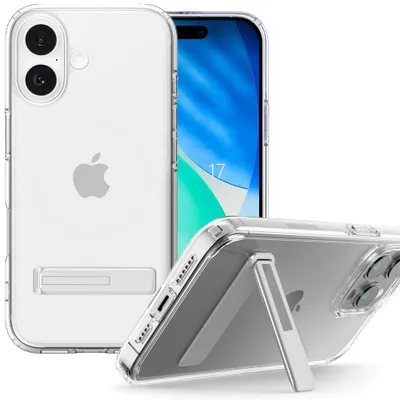 Image de Coque pour iPhone 17, Protection Antichoc Transparent avec Anneau Rotatif Argenté