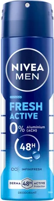 Produktbild von 6x NIVEA MEN Deospray Fresh Active 150 ml – 0 % Aluminium, langanhaltende Frische, ohne Rückstände, sanft zur Haut