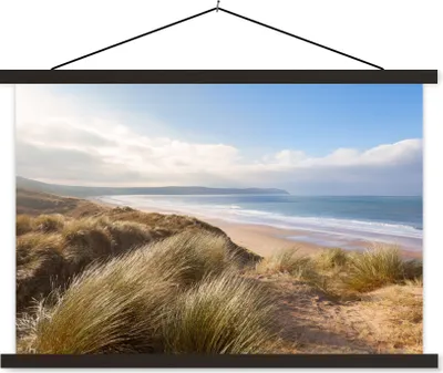 Produktbild von MuchoWow® Textilposter Strand - Düne - Natur 60x40 cm mit schwarzem Rahmen - Hölzernes