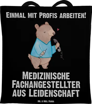 Produktbild von Mr. & Mrs. Panda Uni Tasche Medizinische Fachangestellter Leidenschaft - Schwarz - Geschenk, Beruf, krank, Krankgeschrieben, Tote Bag, Laptoptasche, Einkaufstasche, MFA