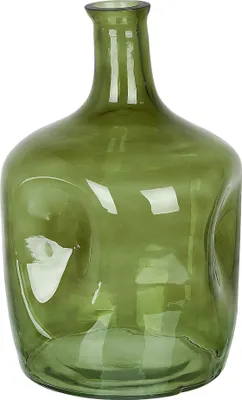 Produktbild von BELIANI Blumenvase Olivgrün Glas 30 cm Groß mit Schmalem Hals Getönt Handgefertigt Flaschenform Deko Accessoires Wohnzimmer Schlafzimmer Flur Kamin