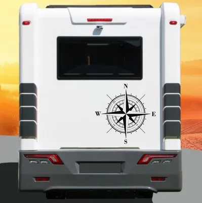 Produktbild von Kompassrose Aufkleber Wohnwagen Wohnmobil Kompassaufkleber 50 cm Farbe schwarz