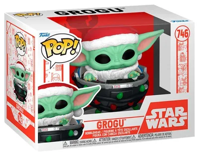Produktbild von Star Wars Grogu-Figur mit Weihnachtsmannmütze im Kinderwagen