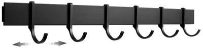 Image de Designfabrik Hamburg : Barre de suspension | 40 cm | Noir | Sans perçage | 6 crochets – Noir mat