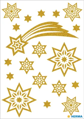 Produktbild von HERMA 3726 Aufkleber Sterne Glitzer Gold, 19 Stück, Stern Sticker aus Folie, Weihnachtssticker Sternaufkleber für Weihnachten Geschenke Adventskalender Dekoration Kinder Belohnung DIY Basteln