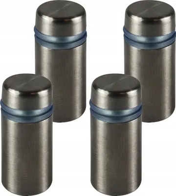 Produktbild von 4er Set Edelstahl Abstandshalter 12 x 25 mm – Schildhalter für Acrylglas & Glas – Distanzhalter Wandbefestigung – Inkl. Schrauben & Dübel – Silber Satiniert