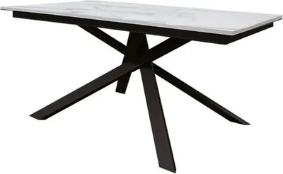 Immagine prodotto di Milani Home - tavolo da pranzo allungabile 140-200 x 80 x 77 cm, effetto marmo nero, metallo