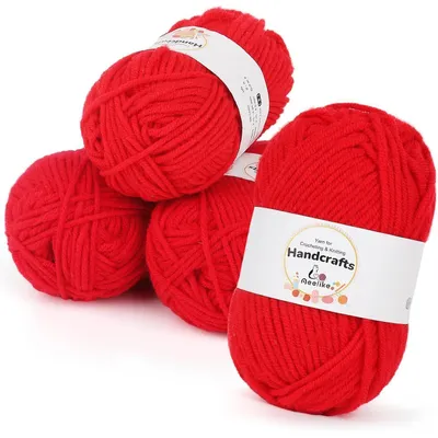 Obrázek produktu pro Příze na háčkování, Amigurumi, bavlna, 5 nití, 200 g (4 x 50 g), červená