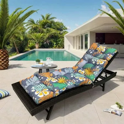 Produktbild von Loungekissen für den Außenbereich, Dickes Wasserdicht Stuhlkissen Ersatz für Terrassen-Chaiselongue, 180x50x10cm Chaiselongue-Kissen für Terrasse, Balkon, Sonnenliege,Bunt