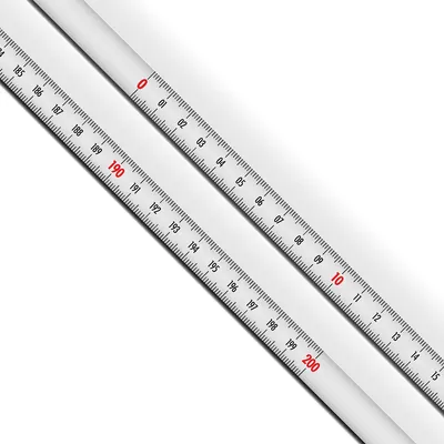 Produktbild von Richter, SK527WSA Skalenbandmaß 2m mit Selbstklebefolie - Bezifferung von links nach rechts - weiß lackiert - Breite: 13mm
