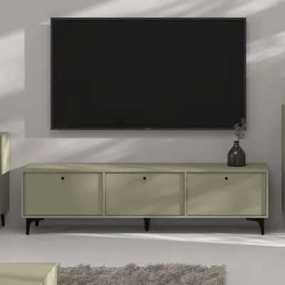 Produktbild von Masseno TV-Schrank TORINO 180 cm Fernsehschrank mit 3 Türen TV-Lowboard für Wohnzimmer Modern 180x40,8x48,5 cm Hellgrün / Hellgrün