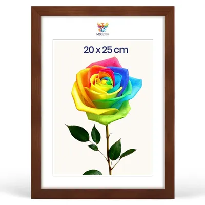 Produktbild von MG Design Bilderrahmen 20 x 25 cm - Fotorahmen mit Braun Holzrahmen (Echtholz) und bruchsicherem Acrylglas, Hoch & Quer zum Aufhängen, zum Aufstellen