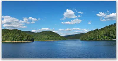 Produktbild von Tulup Leinwand-Bilder 140x70 Wandbild Canvas Kunstdruck See Wald Landschaft