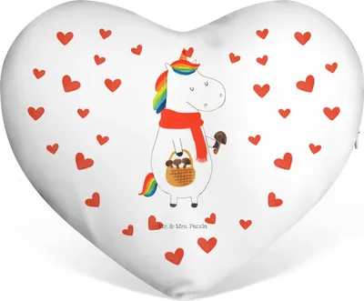 Produktbild von Mr. & Mrs. Panda Dekokissen Einhorn Pilz - Weiß - Geschenk, Unicorn, Kuschelkissen, Pilze, dekoartikel, Herzkissen, Hochzeitskissen, Motivation, Einhörner, Sofakissen