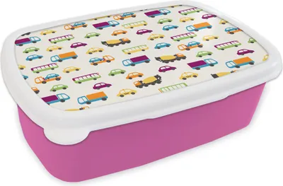 Produktbild von KitchenYeah® Lunchbox Brotzeit Brotdose 17x11 cm Auto - Muster - Fahrzeuge Kinder Brotzeitdose - Lunchpaket - Brotkasten  - Sandwich Box