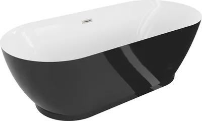 Produktbild von Mexen Roxy freistehende Badewanne 180 x 85 cm, weiß/schwarz, Ablauf nickel gebürstet - 51201808575-97