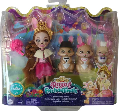 Obrázek produktu pro Mattel GYJ08 Královská sada hraček Enchantimals s králičí rodinkou Brystal Bunny a třemi roztomilými králíčky