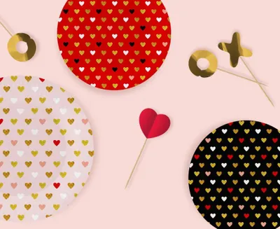 Immagine prodotto di Piatti di carta rossi Cuori 18 cm 6 pezzi