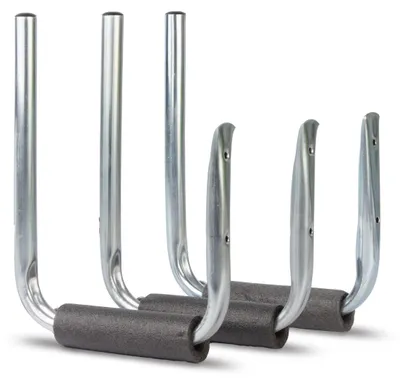 Zdjęcie produktu dla Alberts 800871 Uchwyt na deskę surfingową, kątowy, ocynkowany na niebiesko, wysokość haka 270 mm, głębokość 200 mm, zestaw 3 szt