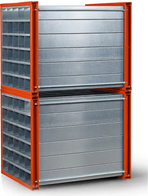 Produktbild von RR Industrietechnik Wabenregal RWR-81/1 1000x1000x1000mm mit 81 Fächern RAL 2004 Reinorange