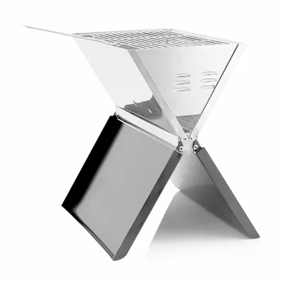 Productafbeelding van Campinggrill, BBQ, inklapbaar grill, opvouwbare grill, houtskoolgrill, staande grill, houtskoolgrill, mini-grill, roestvrij staal, geschikt voor tuin, feestjes en barbecues