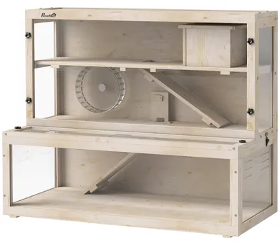 Obrázok produktu pre PawHut Drevená klietka pre škrečky 100 x 50 x 84 cm Klietka pre hlodavce 3 poschodia Klietka pre malé zvieratá
