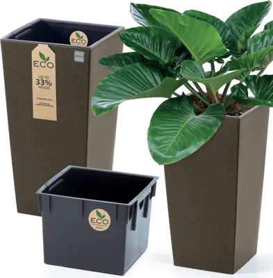 Obrázok produktu pre Kvetináč Záhradný kvetináč 24 cm Terasa Záhrada Domov Eco Drevo Káva