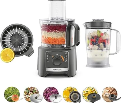 Produktbild von Kenwood MultiPro Compact FDP31.360GY, Multifunktions-Küchenmaschine mit Klinge zum Mixen, Kneten und Schneiden, Zitruspresse, Mixer 1,2 l, 2