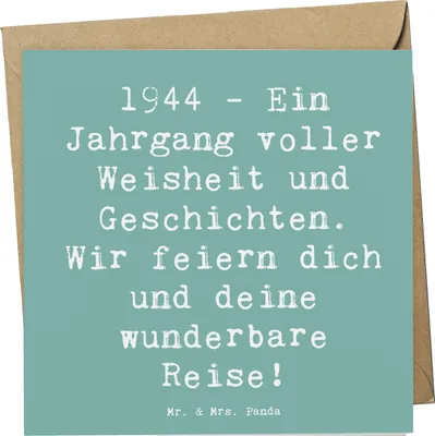 Produktbild von Mr. & Mrs. Panda Klappkarte Spruch 1944 Geburtstag - Meeresbrise - Geschenk, Grußkarte, Happy Birthday, Alter, Jahrgang, doppelkarte, Glückwunschkarte, Erinnerungen