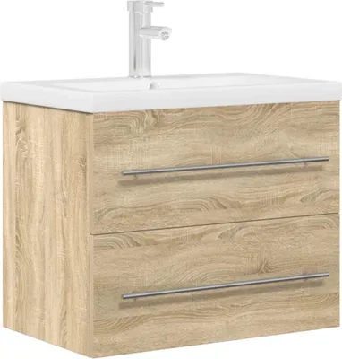 Image de vidaXL Ensemble de meubles de salle de bain 2 pièces en bois composite chêne Sonoma