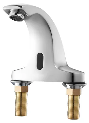 Immagine prodotto di Rubinetto per lavabo senza contatto SucceBuy (argento cromato) per bagno, rubinetto automatico per lavabo per acqua fredda, rubinetto a sensore alimentato a batteria per uso commerciale