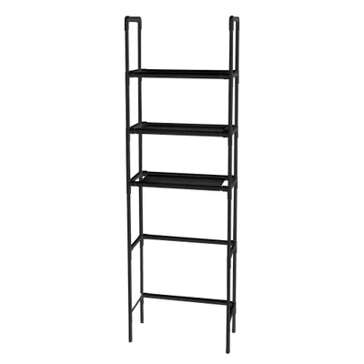 Produktbild von 3-stufiges Ablageregal ueber der Toilette, platzsparender Badezimmer-Organizer aus Metall, freistehende Ablage ueber der Toilette mit Gelaender fuer Badezimmer/Toilette/Waescherei