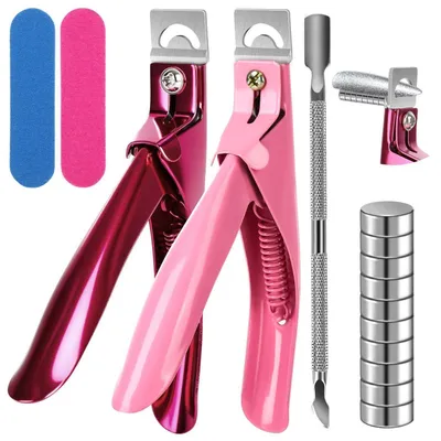 Productafbeelding van Nagelknipper set, 2 stuks, roestvrij staal, met 10 magneten voor gelnagels en kunstnagels